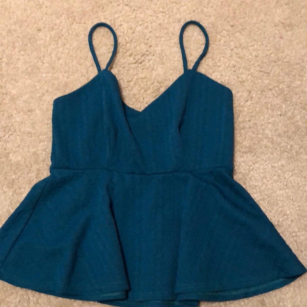 Teal Textured Flare Tank Top